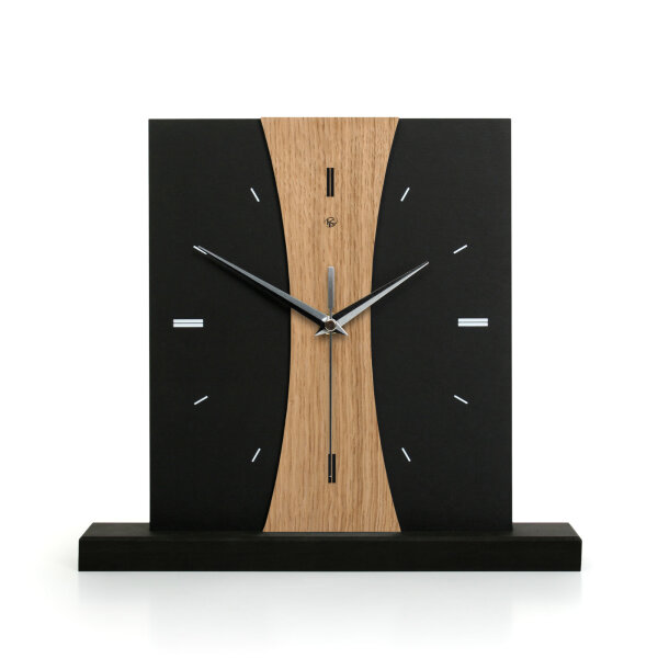 Stripe Designer-Standuhr aus MDF – Design-Applikation & leises Uhrwerk