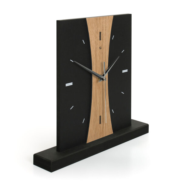 Stripe Designer-Standuhr aus MDF – Design-Applikation & leises Uhrwerk