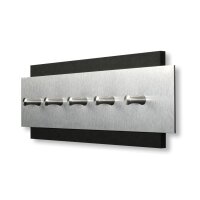 Designer Schlüsselbrett aus Holz und gebürstetem Aluminium in modernem Metallic-Look