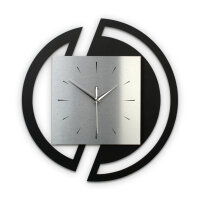 Runde 3D Designer-Wanduhr „Silver“ in modernem Metallic-Look silber-schwarz