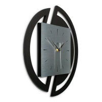 Runde 3D Designer-Wanduhr „Silver“ in modernem Metallic-Look silber-schwarz