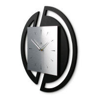 Runde 3D Designer-Wanduhr „Silver“ in modernem Metallic-Look silber-schwarz