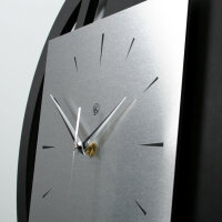 Runde 3D Designer-Wanduhr „Silver“ in modernem Metallic-Look silber-schwarz