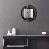 Runde 3D Designer-Wanduhr „Silver“ in modernem Metallic-Look silber-schwarz