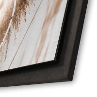 3D Wanduhr "Gr&auml;ser" aus geb&uuml;rstetem Aluminium & MDF quer mit leisem Funk- oder Quarzuhrwerk