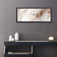 3D Wanduhr "Gr&auml;ser" aus geb&uuml;rstetem Aluminium & MDF quer mit leisem Funk- oder Quarzuhrwerk