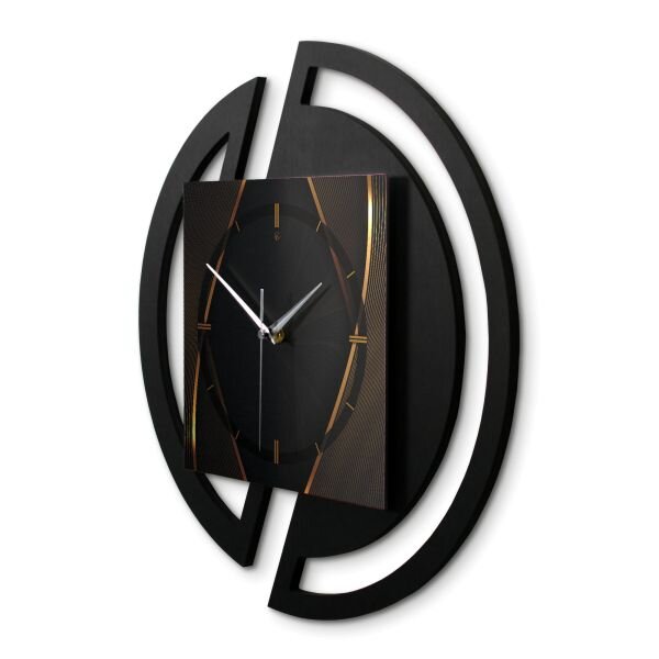 Runde 3D Designer-Wanduhr „Dark Elegance“ in...
