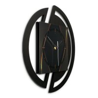 Runde 3D Designer-Wanduhr „Dark Elegance“ in modernem Metallic-Look schwarz-gold