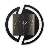 Runde 3D Designer-Wanduhr „Dark Elegance“ in modernem Metallic-Look schwarz-gold
