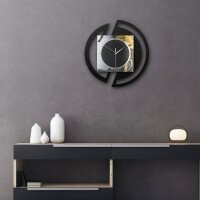Runde 3D Designer-Wanduhr &bdquo;Gold & Black Ink&ldquo; in modernem Metallic-Look schwarz-gold-silber