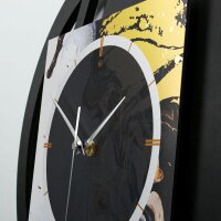 Runde 3D Designer-Wanduhr &bdquo;Gold & Black Ink&ldquo; in modernem Metallic-Look schwarz-gold-silber