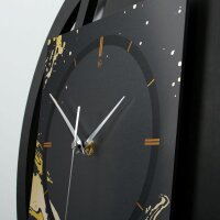 Runde 3D Designer-Wanduhr „Golden Liquid“ in modernem Metallic-Look schwarz-gold