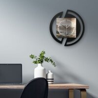 Runde 3D Designer-Wanduhr &bdquo;K&uuml;ste&ldquo; in modernem Metallic-Look schwarz-beige