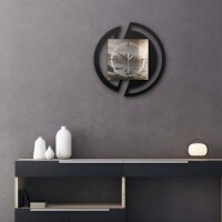 Runde 3D Designer-Wanduhr &bdquo;K&uuml;ste&ldquo; in modernem Metallic-Look schwarz-beige