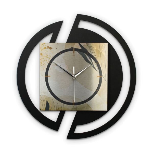 Runde 3D Designer-Wanduhr „Elegant Leaves“ in...
