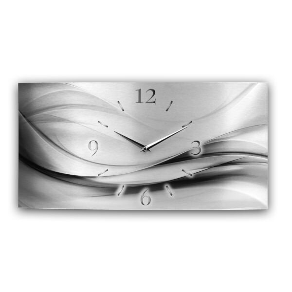 3D Design-Wanduhr "Abstrakt silber-metallic" aus geb&uuml;rstetem Aluminium | B-Ware