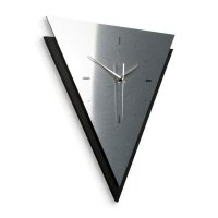 Dreieckige 3D Designer-Wanduhr „Silver“ in modernem Metallic-Look silber-schwarz