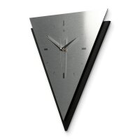 Dreieckige 3D Designer-Wanduhr „Silver“ in modernem Metallic-Look silber-schwarz