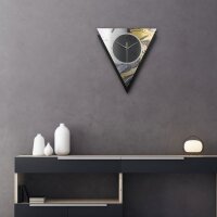 Dreieckige 3D Designer-Wanduhr „Gold & Black Ink“ in modernem Metallic-Look schwarz-gold-silber