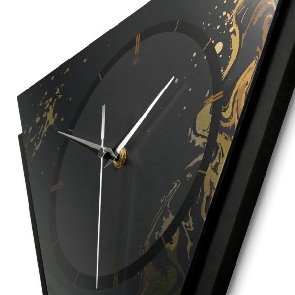 Dreieckige 3D Designer-Wanduhr „Golden Liquid“ in modernem Metallic-Look schwarz-gold