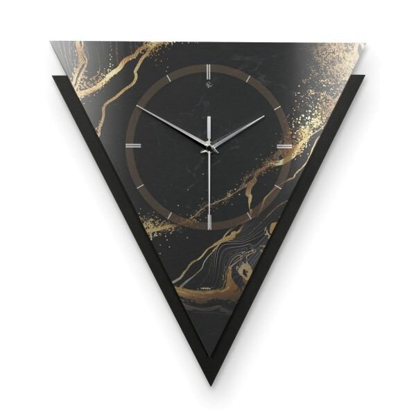 Dreieckige 3D Designer-Wanduhr „Black & Gold...