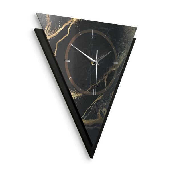 Dreieckige 3D Designer-Wanduhr „Black & Gold...