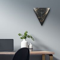 Dreieckige 3D Designer-Wanduhr „Black & Gold Waves“ in modernem Metallic-Look schwarz-gold