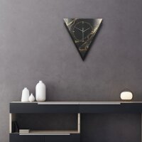 Dreieckige 3D Designer-Wanduhr „Black & Gold Waves“ in modernem Metallic-Look schwarz-gold
