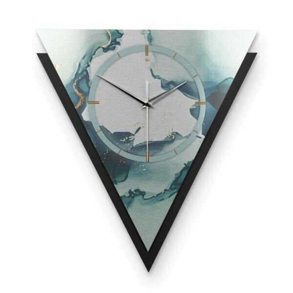 Dreieckige 3D Designer-Wanduhr „Turquoise“ in...