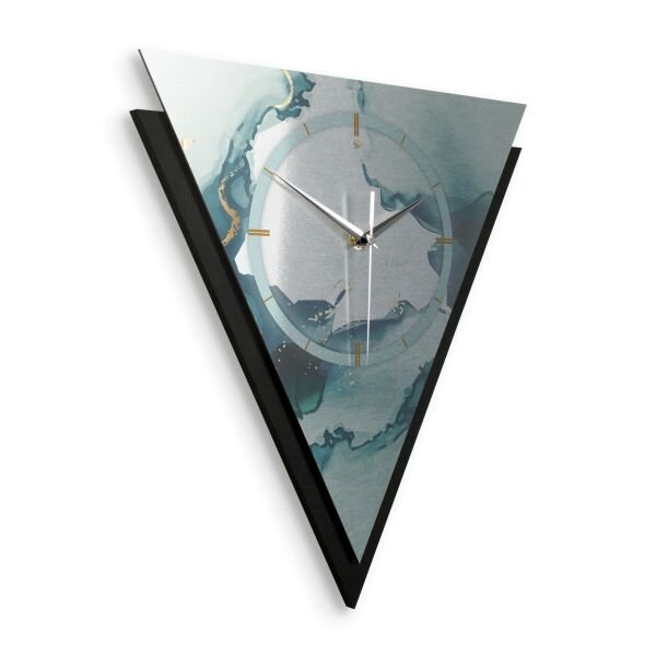 Dreieckige 3D Designer-Wanduhr „Turquoise“ in...