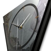 Dreieckige 3D Designer-Wanduhr „Abstract Water“ in modernem Metallic-Look schwarz-silber-grau