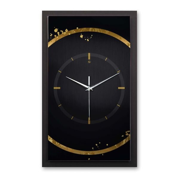 3D Wanduhr "Golden Ring" aus gebürstetem Aluminium & MDF mit leisem Funk- oder Quarzuhrwerk