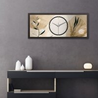 3D Wanduhr "Brown" aus gebürstetem Aluminium & MDF quer mit leisem Funk- oder Quarzuhrwerk