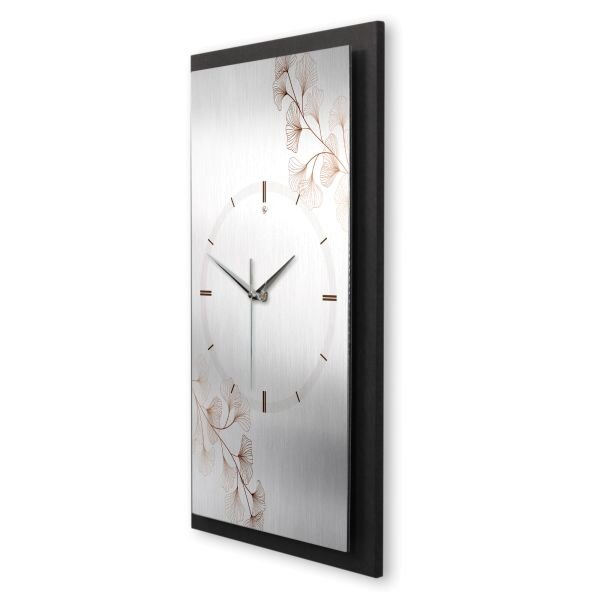 3D Wanduhr "Floral Minimalist" aus gebürstetem Aluminium & MDF mit leisem Funk- oder Quarzuhrwerk