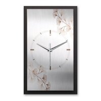 3D Wanduhr "Floral Minimalist" aus gebürstetem Aluminium & MDF mit leisem Funk- oder Quarzuhrwerk
