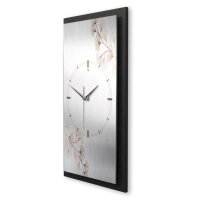 3D Wanduhr "Floral Minimalist" aus gebürstetem Aluminium & MDF mit leisem Funk- oder Quarzuhrwerk