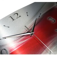 3D Design-Wanduhr "Red Wave" aus geb&uuml;rstetem Aluminium | B-Ware