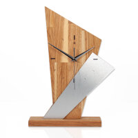 Brown Arrow Designer-Standuhr aus Massivholz – Eiche/Buche & leises Uhrwerk