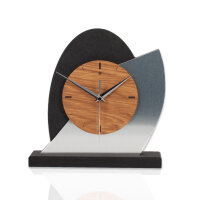Silver Dome Designer-Standuhr aus MDF &ndash; Eiche/Metallic-Look & leises Uhrwerk
