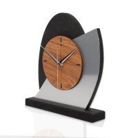 Silver Dome Designer-Standuhr aus MDF &ndash; Eiche/Metallic-Look & leises Uhrwerk