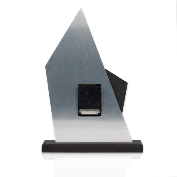 Mountain Range Designer-Standuhr aus MDF – Eiche/Metallic-Look & leises Uhrwerk