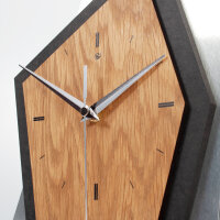 Mountain Range Designer-Standuhr aus MDF – Eiche/Metallic-Look & leises Uhrwerk