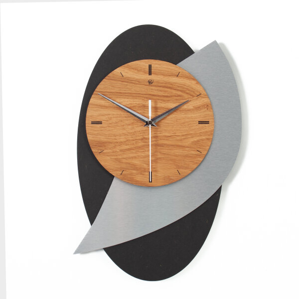 Designer Wanduhr "Black Dome" aus Holz in...