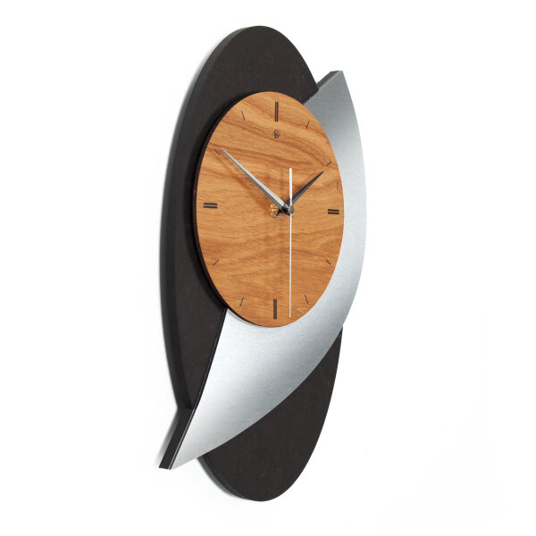 Designer Wanduhr "Black Dome" aus Holz in...