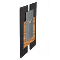 Designer Wanduhr "Tricolor Squares" aus Holz in modernem Metallic-Look mit leisem Uhrwerk