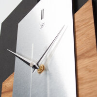 Designer Wanduhr "Tricolor Squares" aus Holz in modernem Metallic-Look mit leisem Uhrwerk