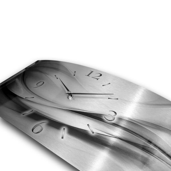 Abstrakt Silber-Metallic Designer-Wanduhr mit leisem Uhrwerk aus Alu