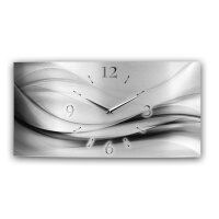Abstrakt Silber-Metallic Designer-Wanduhr mit leisem Uhrwerk aus Alu