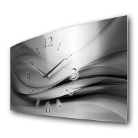 Abstrakt Silber-Metallic Designer-Wanduhr mit leisem Uhrwerk aus Alu