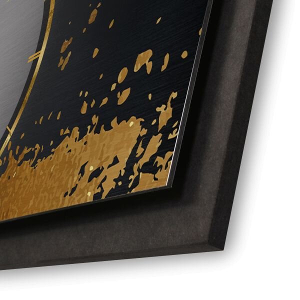 Design-Wanduhr "Golden Paint" aus gebürstetem Aluminium & MDF mit flüsterleisem Uhrwerk | B-Ware